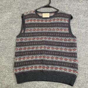 Pendleton Vintage Fair Isle Wool Sweater Vest Small Grey Red Made in USA